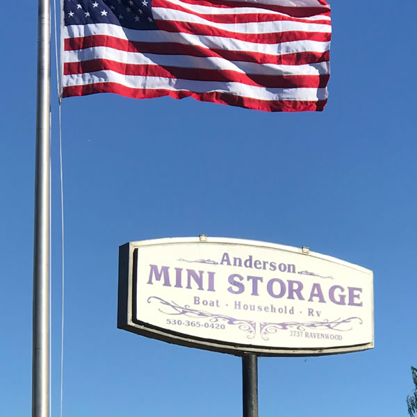 Anderson Mini RV & Boat Storage Sign with American Flag